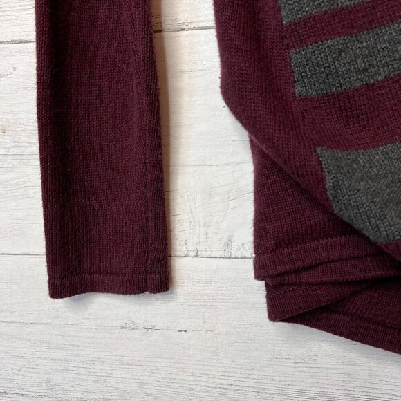 Cabi Sweater Womens Size Small Burgundy Port Fringe Knit Wrap 100% Cotton Fall - Picture 5 of 14